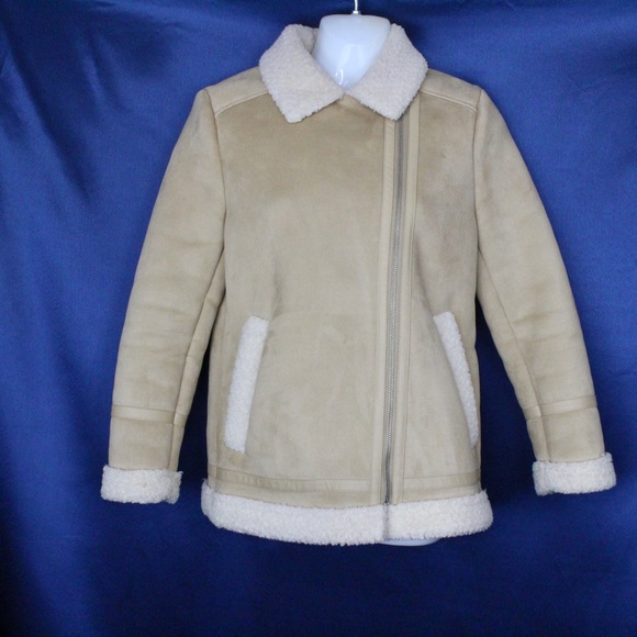 Faux Fur Lined Leather Suede Shearling Moto Jacket - Picture 3 of 9